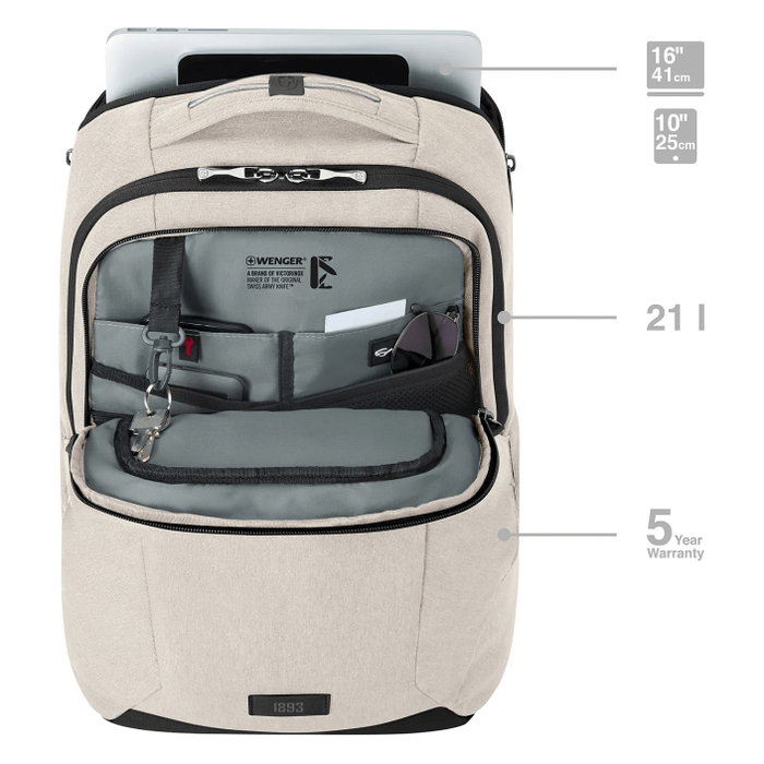 Wenger MX Professional Mochila Urbana Unisex para Portátil de 16 Pulgadas (40,6 cm), Poliéster, Color Arena Wenger MX Professional Mochila Urbana Unisex para Portátil de 16 Pulgadas (40,6 cm), Poliéster, Color Arena