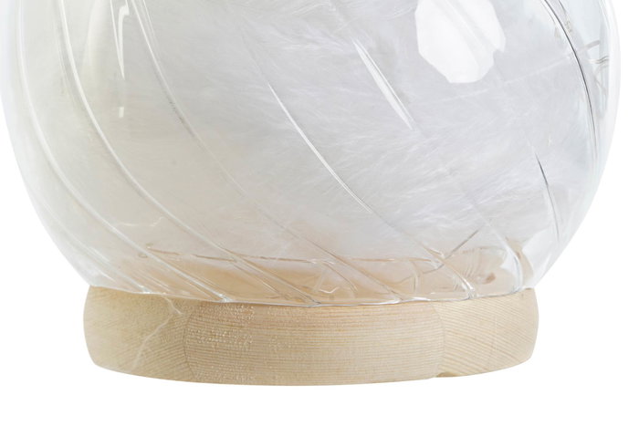 DKD Home Decor Decoración Luminosa Transparente Natural Cristal y LED 15 x 15 x 15 cm