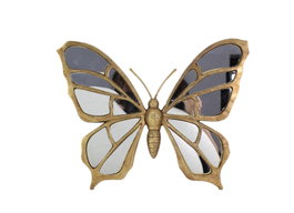 DKD Home Decor Decoración de Pared Mariposa Dorado Resina y Cristal