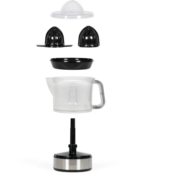 Livoo Exprimidor Eléctrico de Cítricos DOD210 - 40W, Conos Grande y Pequeño, Acero Inoxidable/Negro
