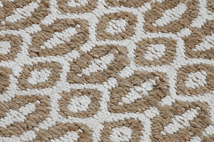 DKD Home Decor Alfombra Boho Marron Blanco 175 x 75 cm Yute Poliester Algodon