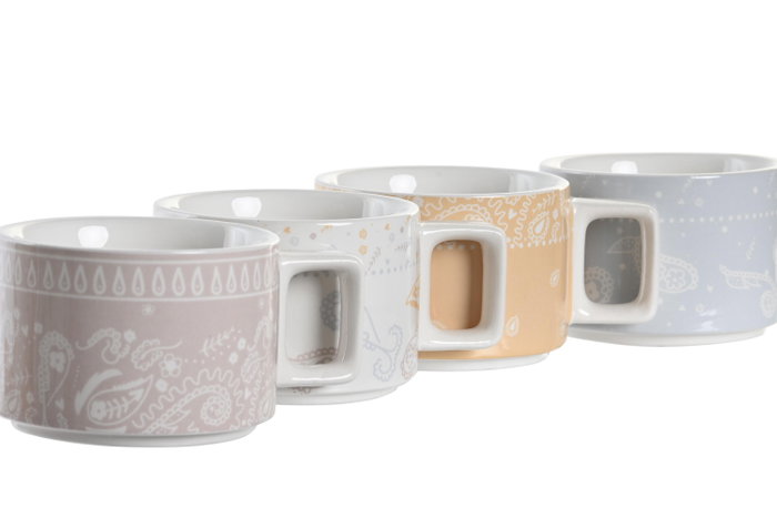 DKD Home Decor Café Shabby Rojo Azul 11 x 27 x 11 cm Set de 4