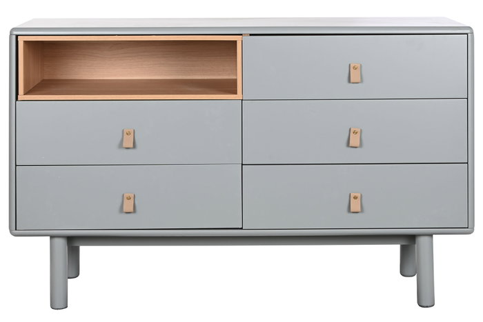 DKD Home Decor Cómoda de 5 Cajones Gris Natural 120 x 75 x 40 cm