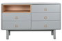 DKD Home Decor Cómoda de 5 Cajones Gris Natural 120 x 75 x 40 cm
