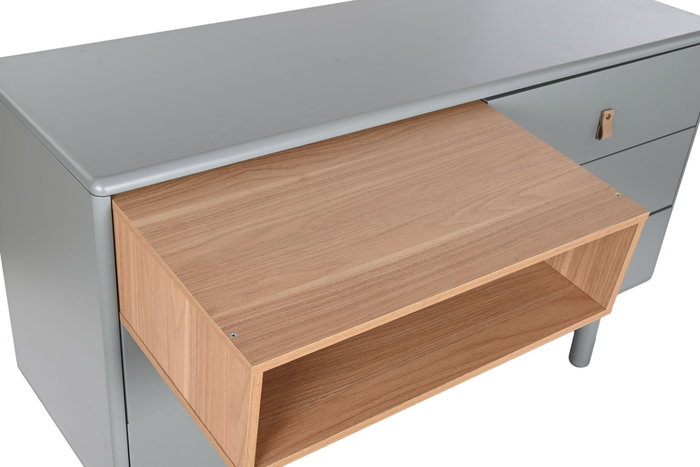 DKD Home Decor Cómoda de 5 Cajones Gris Natural 120 x 75 x 40 cm