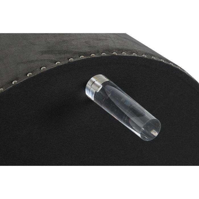 DKD Home Decor Descalzadora de Terciopelo Gris con Tapa DKD Home Decor Descalzadora de Terciopelo Gris con Tapa
