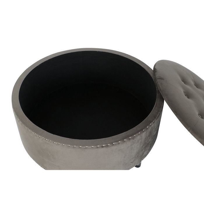 DKD Home Decor Descalzadora de Terciopelo Gris con Tapa DKD Home Decor Descalzadora de Terciopelo Gris con Tapa