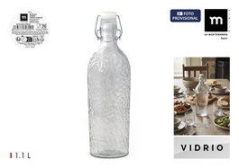 La Mediterranea Botella Vidrio Tipo Clásico 1.1 Litros 9 x 9 x 30.8 cm (12 Unidades)
