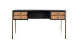 Giner y Colomer Escritorio de Madera de Mango Negro con Cajones de Rejilla, 100x50 cm