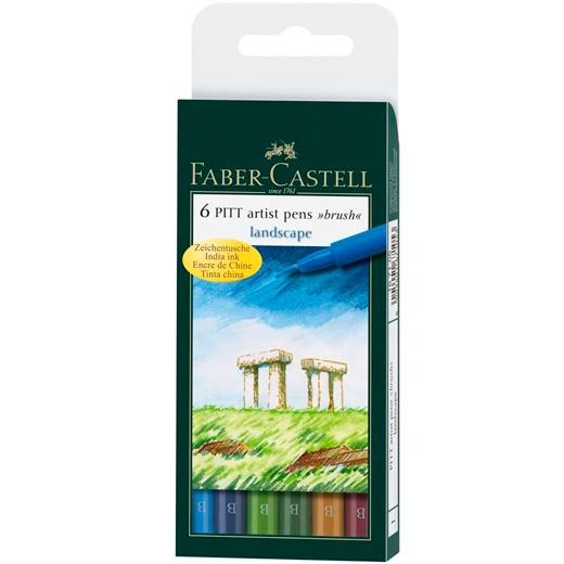 Faber Castell Pitt Artist Pen Brush Rotuladores Punta Pincel Paisaje Estuche 6 Unidades Colores Surtidos Faber Castell Pitt Artist Pen Brush Rotuladores Punta Pincel Paisaje Estuche 6 Unidades Colores Surtidos