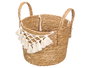 Giftdecor Macetero Mimbre Macramé Pompón Blanco Pequeño 25x29x25 cm (Set de 8)