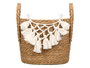 Giftdecor Macetero Mimbre Macramé Pompón Blanco Pequeño 25x29x25 cm (Set de 8)