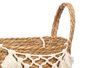 Giftdecor Macetero Mimbre Macramé Pompón Blanco Pequeño 25x29x25 cm (Set de 8)