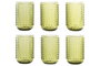 DKD Home Decor Set de 6 Vasos de Cristal Verde Espiga Relieve 420ml