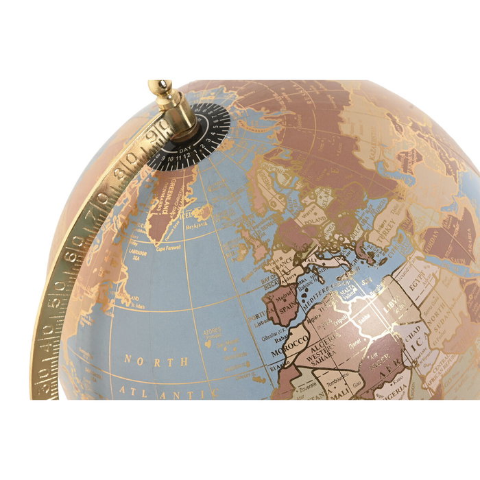 DKD Home Decor Globo Terráqueo PVC y Mármol Azul y Dorado