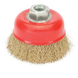 WOLFPACK LINEA PROFESIONAL Cepillo Taza de Acero Latonado Rosca M14 120 mm