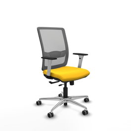PIQUERAS Y CRESPO Silla de oficina Haches con mecanismo Sincro/Traslack, asiento amarillo y respaldo gris