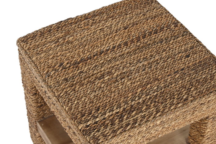 DKD Home Decor Mesita Auxiliar de Fibra y Teca Natural