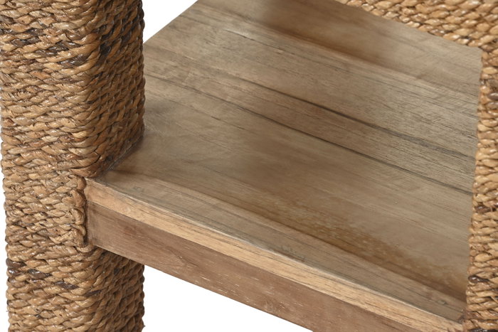 DKD Home Decor Mesita Auxiliar de Fibra y Teca Natural