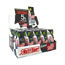 NUTRISPORT Stimul Red Ener Shot Caja de 20 Unidades X 60 ml - Shot Energético con Guaraná y Taurina para Rendimiento Deportivo