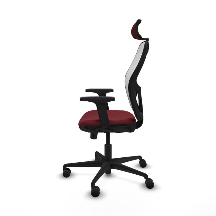PIQUERAS Y CRESPO Silla de oficina Jorquera con mecanismo Sincro/Traslack, Granate y Blanco