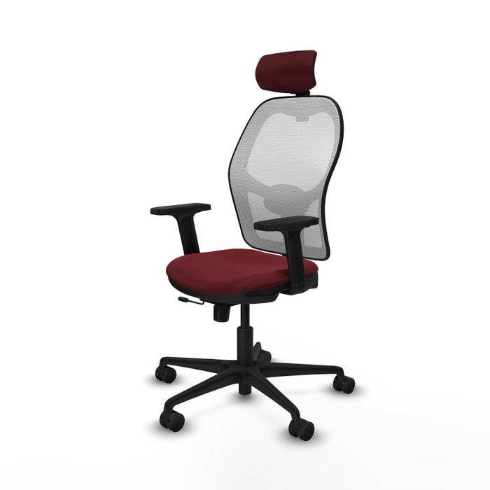 PIQUERAS Y CRESPO Silla de oficina Jorquera con mecanismo Sincro/Traslack, Granate y Blanco