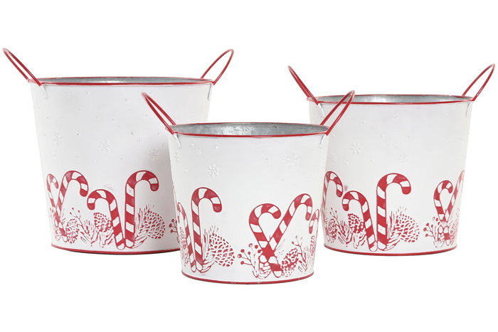 DKD Home Decor Caja Navidad Tradicional Set de 3 (2 Unidades) Blanco Rojo Metal 26 x 22.5 x 26 cm