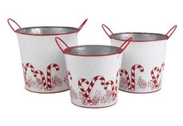 DKD Home Decor Set de 3 Cajas de Metal Blanco y Rojo