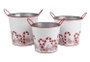 DKD Home Decor Set de 3 Cajas de Metal Blanco y Rojo
