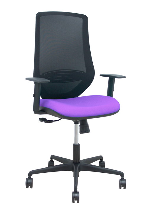 Silla de oficina Mardos con mecanismo Sincro tapizada con Tela color Lila y malla color Negro. Equipada con lumbar 1D, Brazos 1D y Ruedas 65mm nailon Silla de oficina Mardos con mecanismo Sincro tapizada con Tela color Lila y malla color Negro. Equipada con lumbar 1D, Brazos 1D y Ruedas 65mm nailon