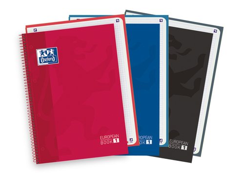 Oxford Europeanbook 1 School Classic Write&Erase A4+ Cuadrícula 5x5 Pack de 3 Unidades Surtidas
