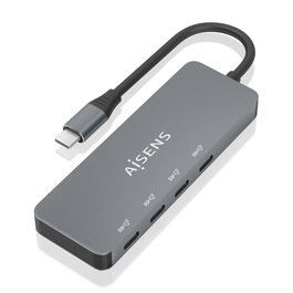 AISENS - HUB USB 3.2 GEN2 10G USB-C, USB-C/M-4xUSB-C/H, GRIS, 15CM