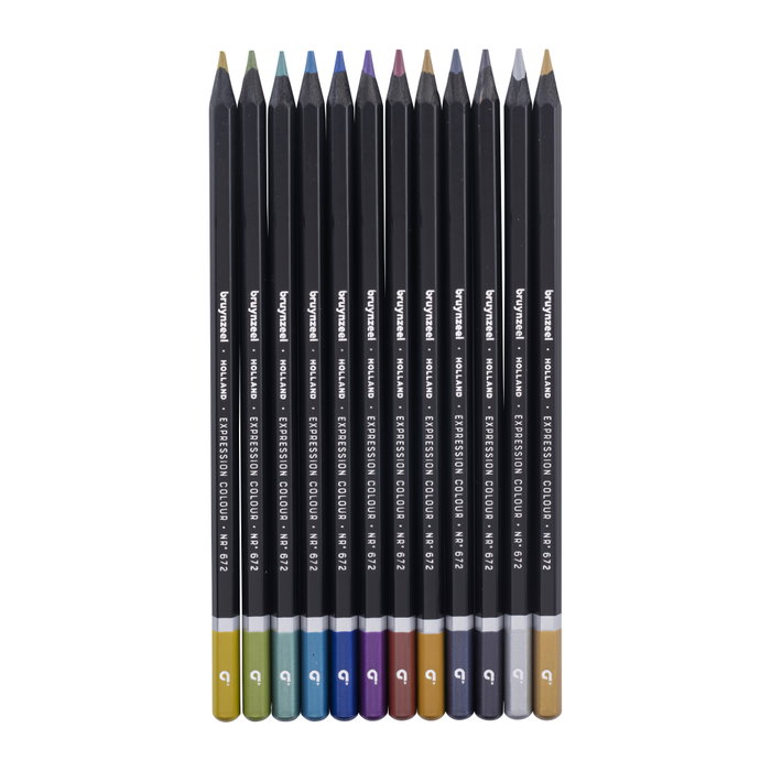 Estuche metálico de Lápices de colores Bruynzeel Expression de tonos metálicos de 12 artículos
