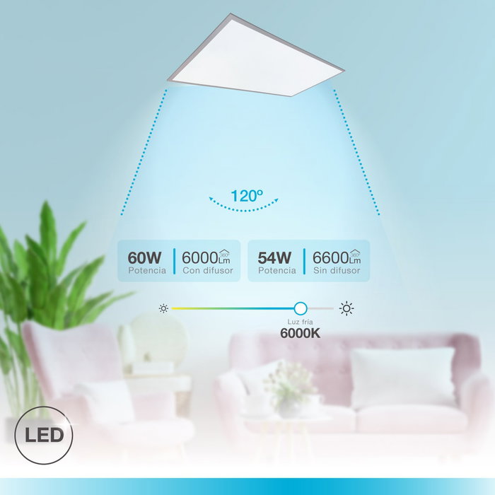 GSC Evolution Panel empotrable LED Luena 119,5x59,5cm 60W 6000K Níquel