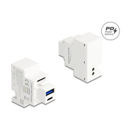DeLOCK Módulo Keystone con USB Tipo-A y USB Type-C™ PD 20 W Blanco