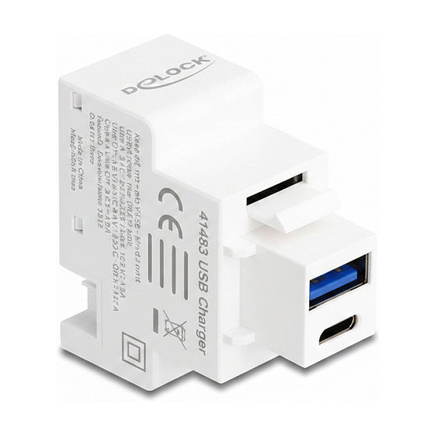 DeLOCK Módulo Keystone con USB Tipo-A y USB Tipo-C™ PD 20 W Blanco DeLOCK Módulo Keystone con USB Tipo-A y USB Tipo-C™ PD 20 W Blanco