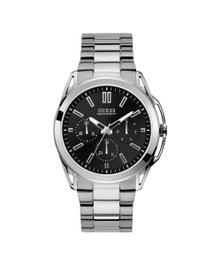 Guess W1176G2 Reloj de Hombre con Esfera Negra y Correa Plateada