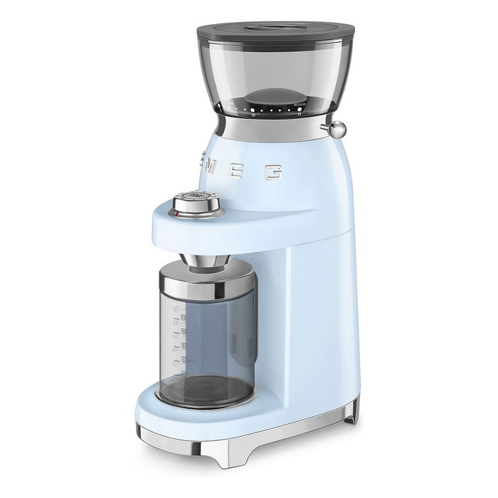 Smeg CGF03PBEU Molinillo de Café con 15 Ajustes de Molienda, 240 g Capacidad, Fresas Cónicas de Acero Inoxidable, Azul Pastel Smeg CGF03PBEU Molinillo de Café con 15 Ajustes de Molienda, 240 g Capacidad, Fresas Cónicas de Acero Inoxidable, Azul Pastel