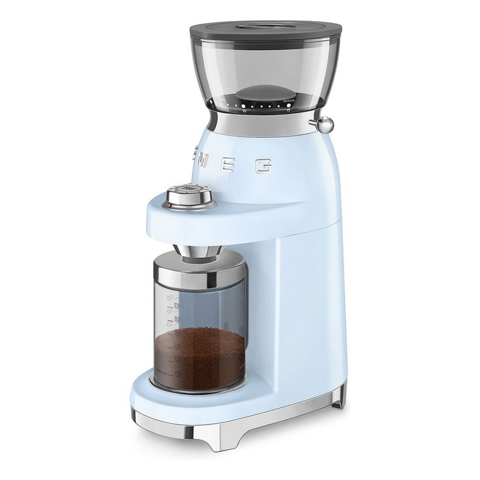 Smeg CGF03PBEU Molinillo de Café con 15 Ajustes de Molienda, 240 g Capacidad, Fresas Cónicas de Acero Inoxidable, Azul Pastel Smeg CGF03PBEU Molinillo de Café con 15 Ajustes de Molienda, 240 g Capacidad, Fresas Cónicas de Acero Inoxidable, Azul Pastel