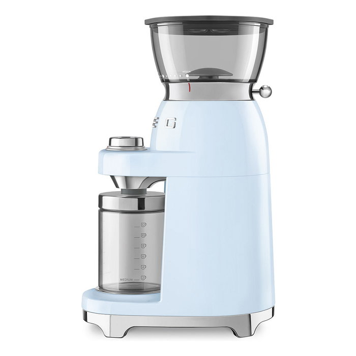 Smeg CGF03PBEU Molinillo de Café con 15 Ajustes de Molienda, 240 g Capacidad, Fresas Cónicas de Acero Inoxidable, Azul Pastel Smeg CGF03PBEU Molinillo de Café con 15 Ajustes de Molienda, 240 g Capacidad, Fresas Cónicas de Acero Inoxidable, Azul Pastel
