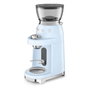 Smeg CGF03PBEU Molinillo de Café con 15 Ajustes de Molienda, 240 g Capacidad, Fresas Cónicas de Acero Inoxidable, Azul Pastel