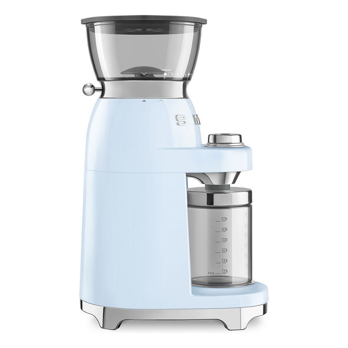 Smeg CGF03PBEU Molinillo de Café con 15 Ajustes de Molienda, 240 g Capacidad, Fresas Cónicas de Acero Inoxidable, Azul Pastel Smeg CGF03PBEU Molinillo de Café con 15 Ajustes de Molienda, 240 g Capacidad, Fresas Cónicas de Acero Inoxidable, Azul Pastel