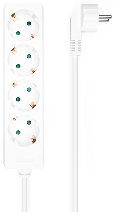 AISENS Regleta de 4 Tomas Blanca con Cable de 1,4m