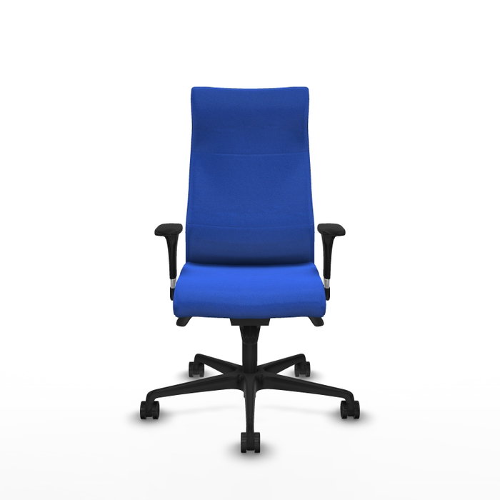 PIQUERAS Y CRESPO Sillón Albacete con mecanismo Sincro, tela azul y base de nailon