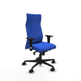 PIQUERAS Y CRESPO Sillón Albacete con mecanismo Sincro, tela azul y base de nailon