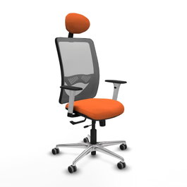 PIQUERAS Y CRESPO Silla de oficina Zulema con mecanismo Sincro/Traslack, Tela Naranja y Malla Gris