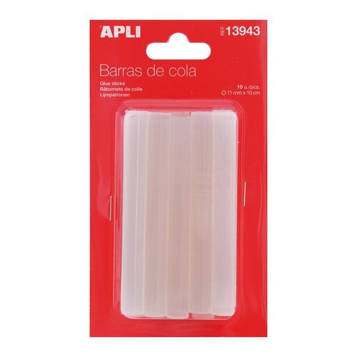 Apli Barras de Cola para Pistola de Termofusible Transparentes Ø11mm x 10cm (10 unidades)