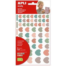 Apli Gomets Corazones Nordik Removibles 624 Unidades 6 Hojas C-Surtidos