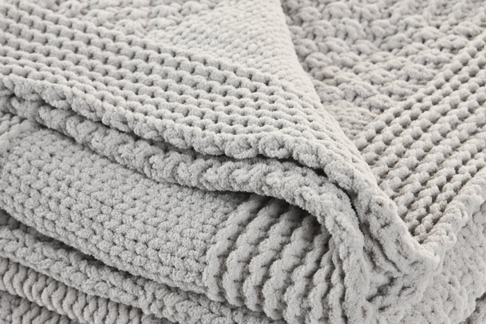 DKD Home Decor Manta de Punto para Sofá Gris Claro 130x170 cm