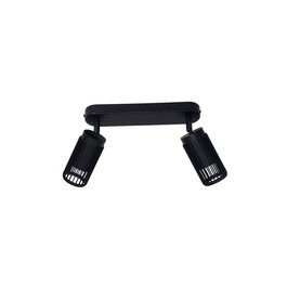 Cristalrecord Foco Sahara Arenado 2 elementos GU10 10W sin bombillas, aluminio texturizado, IP20, negro, 30x6x21 cm